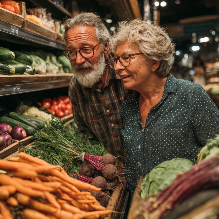 Persoană în vârstă savurând o masă sănătoasă și echilibrată